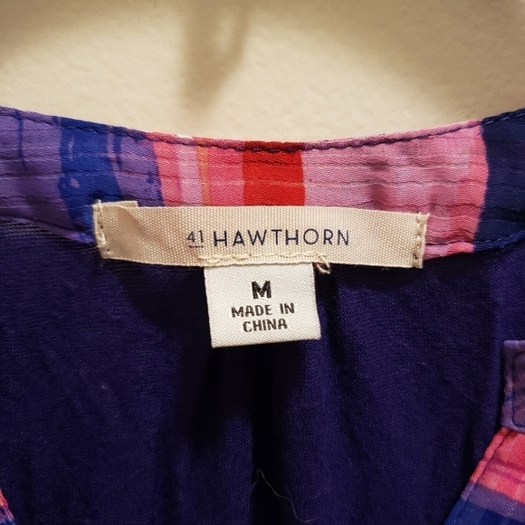 41 Hawthorn Multicolor Striped Top Pink Purple Blue Womens Size Medium - Picture 3 of 9